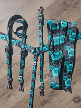 Load image into Gallery viewer, Black and teal roses tack set
