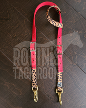 Load image into Gallery viewer, Red and leopard one ear headstall
