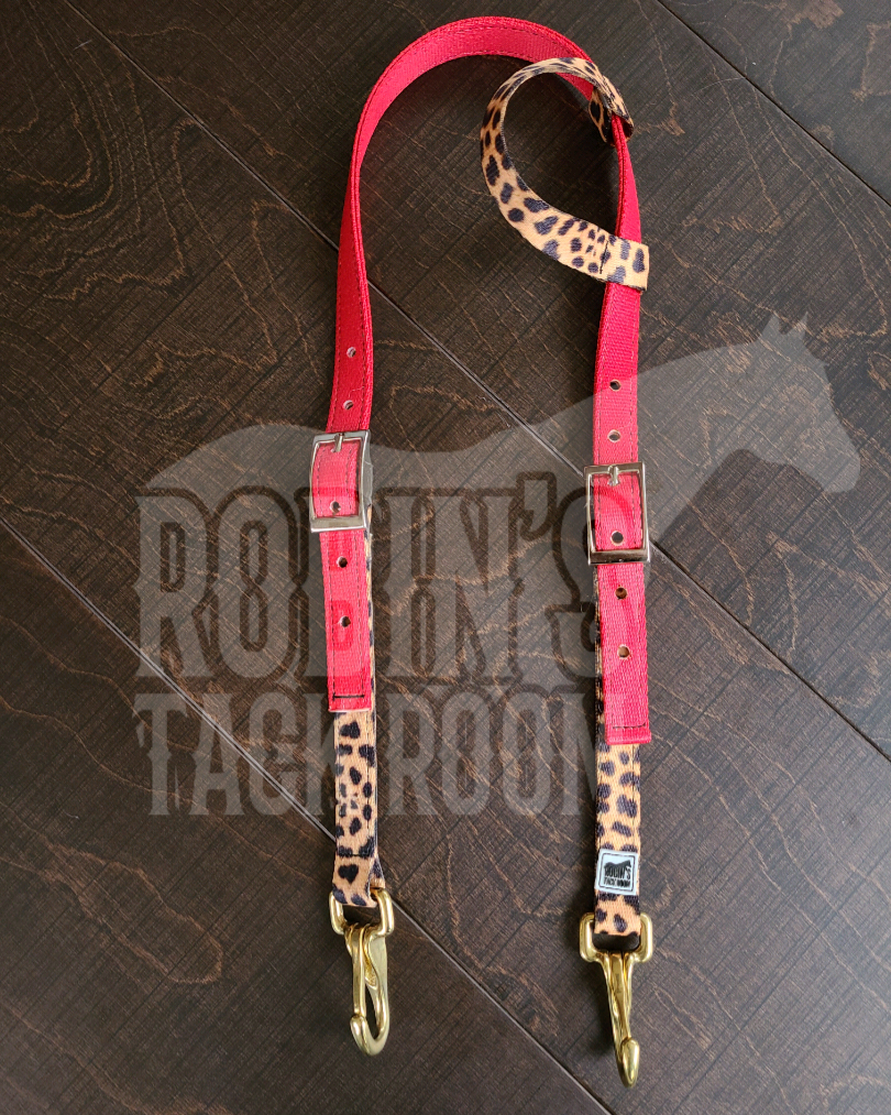 Red and leopard one ear headstall