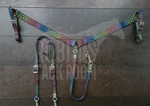 Load image into Gallery viewer, Classic rainbow headstall and breastcollar and wither strap
