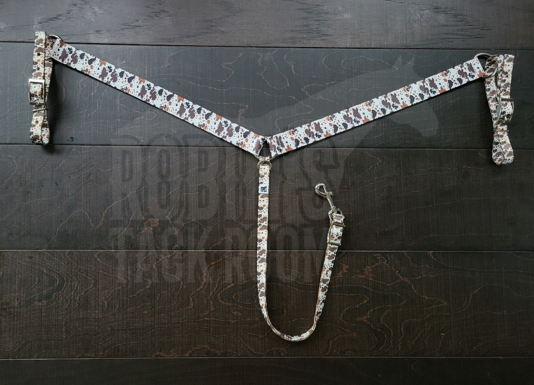 Brown and white cowprint breastcollar