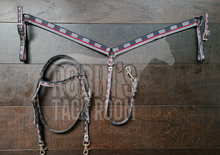 Load image into Gallery viewer, Thin red line headstall and breastcollar.

