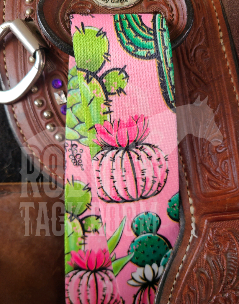 Pink cactus latigo and off billet set