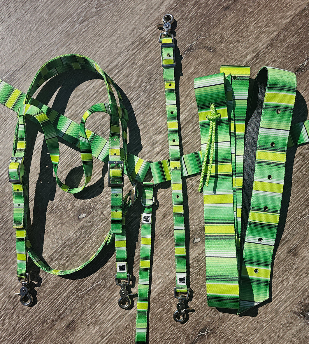 Lime green serape tack set