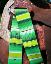 Load image into Gallery viewer, Lime green serape latigo and off billet set
