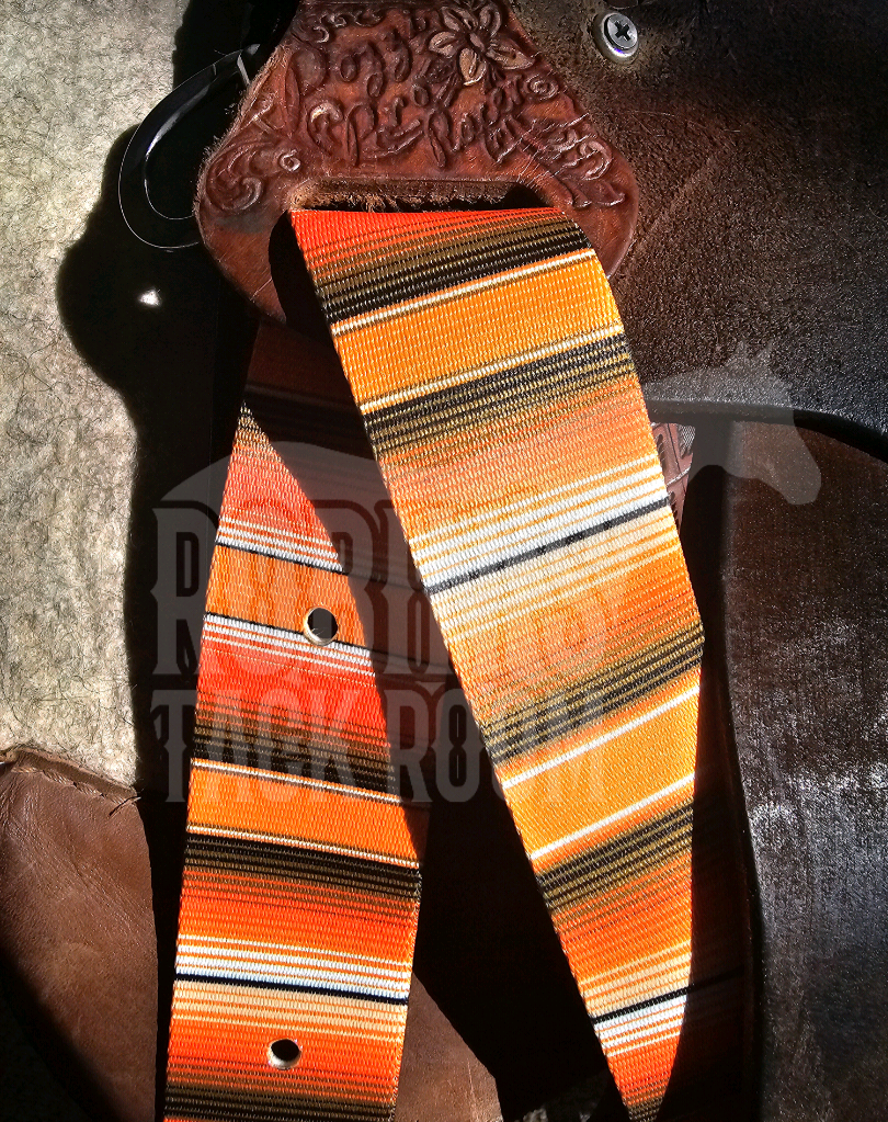 Orange serape latigo and off billet set