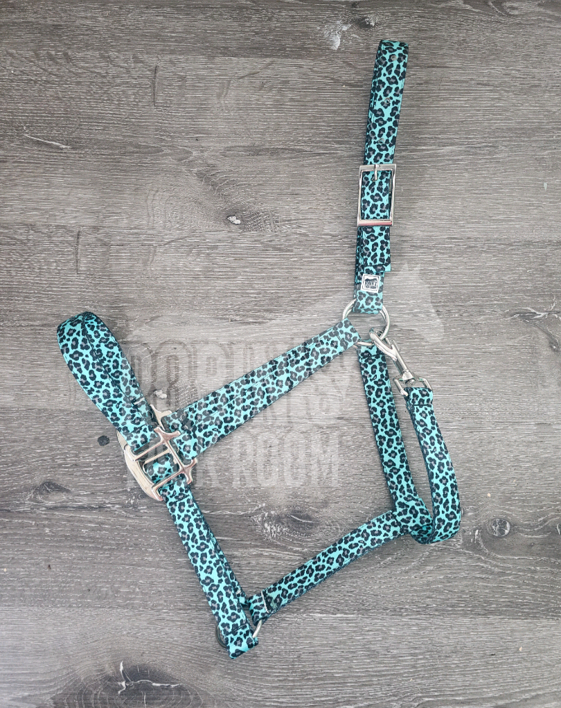 Turquoise cheetah Halter