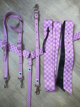 Load image into Gallery viewer, Lavender checkered tack set
