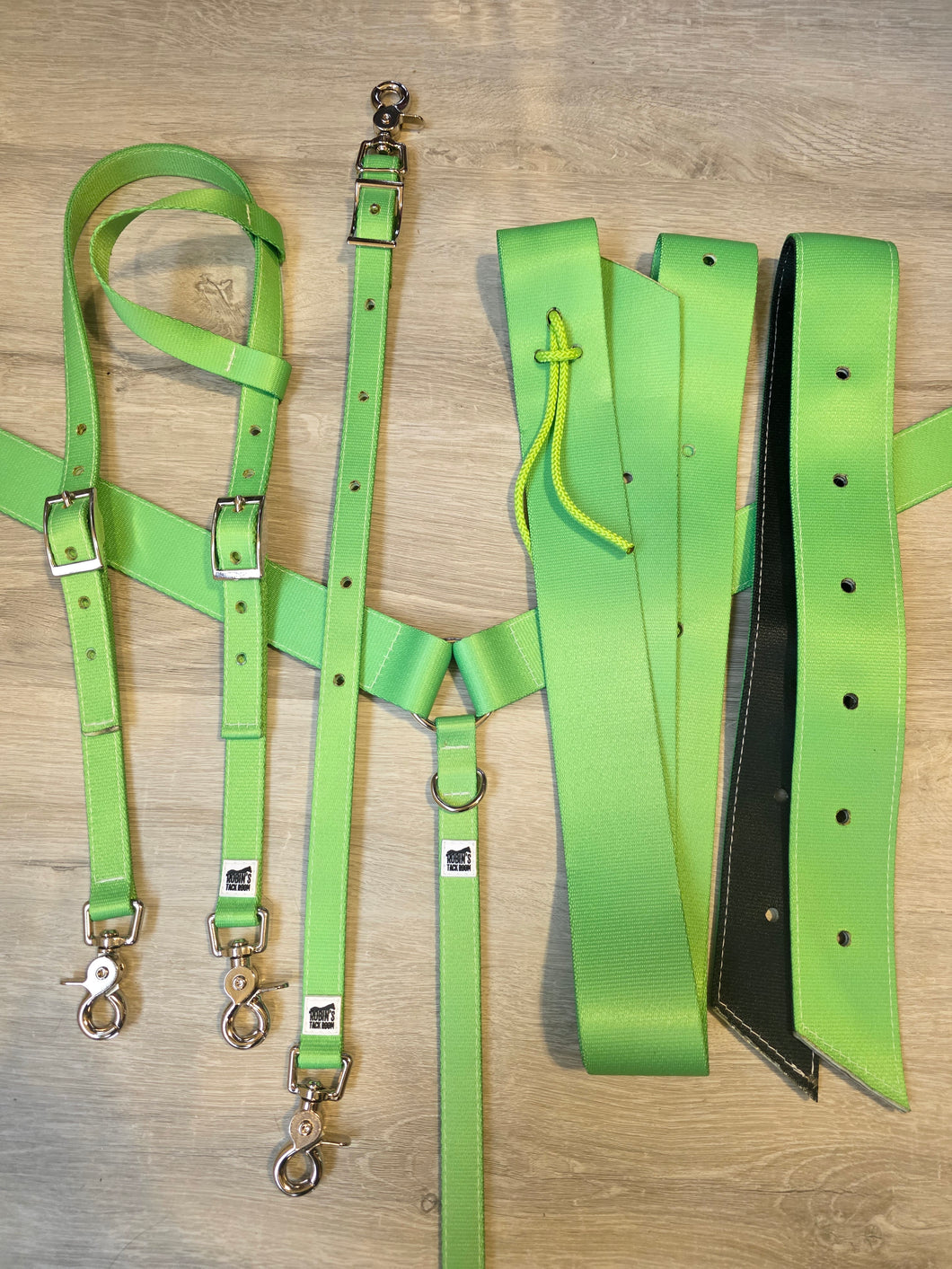 Solid lime green tack set