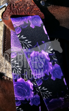 Load image into Gallery viewer, Purple roses latigo and off billet set
