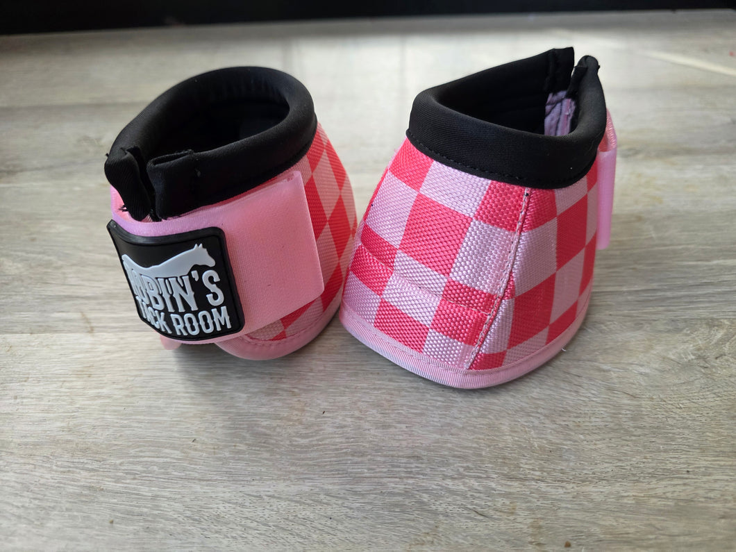 Pink checkered bell boots