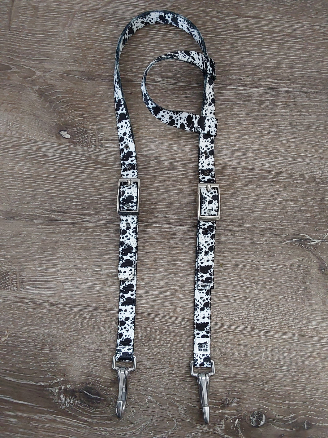 Black and white cowprint headstall