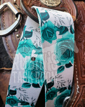 Load image into Gallery viewer, White and teal roses tack set
