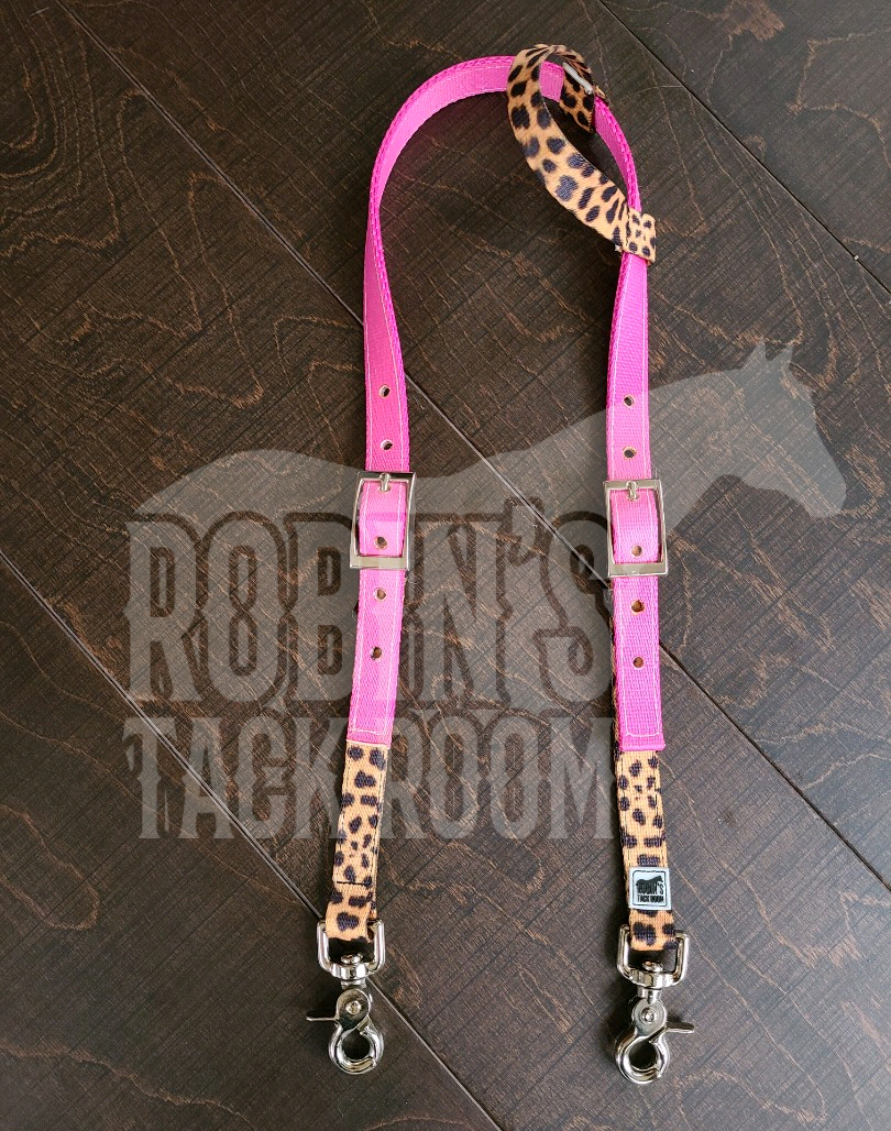 Pink and leopard headstall