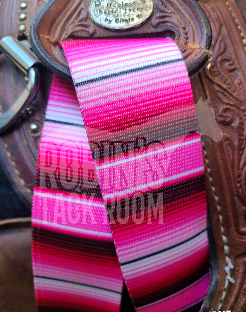 Pink serape latigo and off billet set