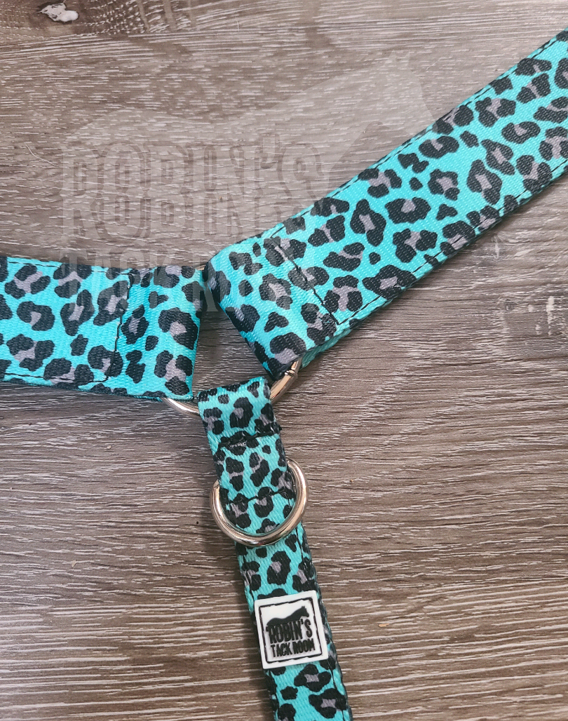 Turquoise cheetah breastcollar