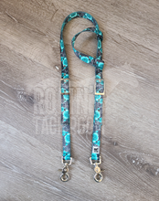 Load image into Gallery viewer, Black and teal roses headstall
